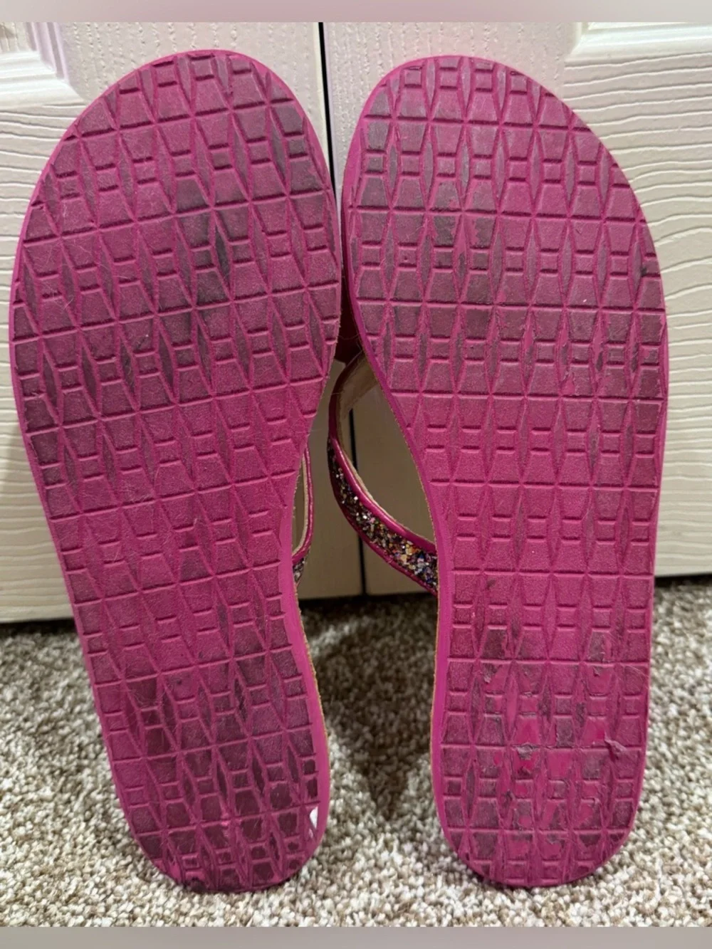 Kate Spade New York Icarda Pink Glitter Bow Slip On Flip Flops Sandal Size 7